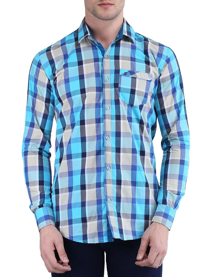 blue cotton casual shirt