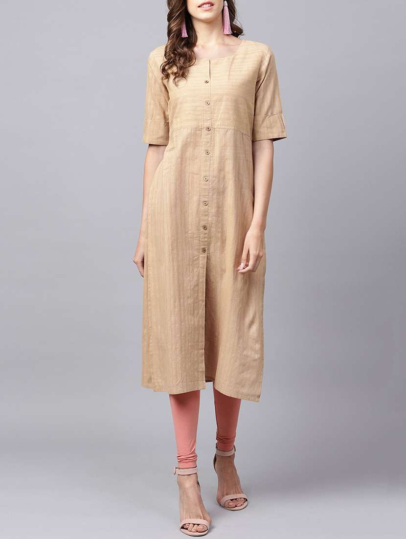 solid front slit kurta