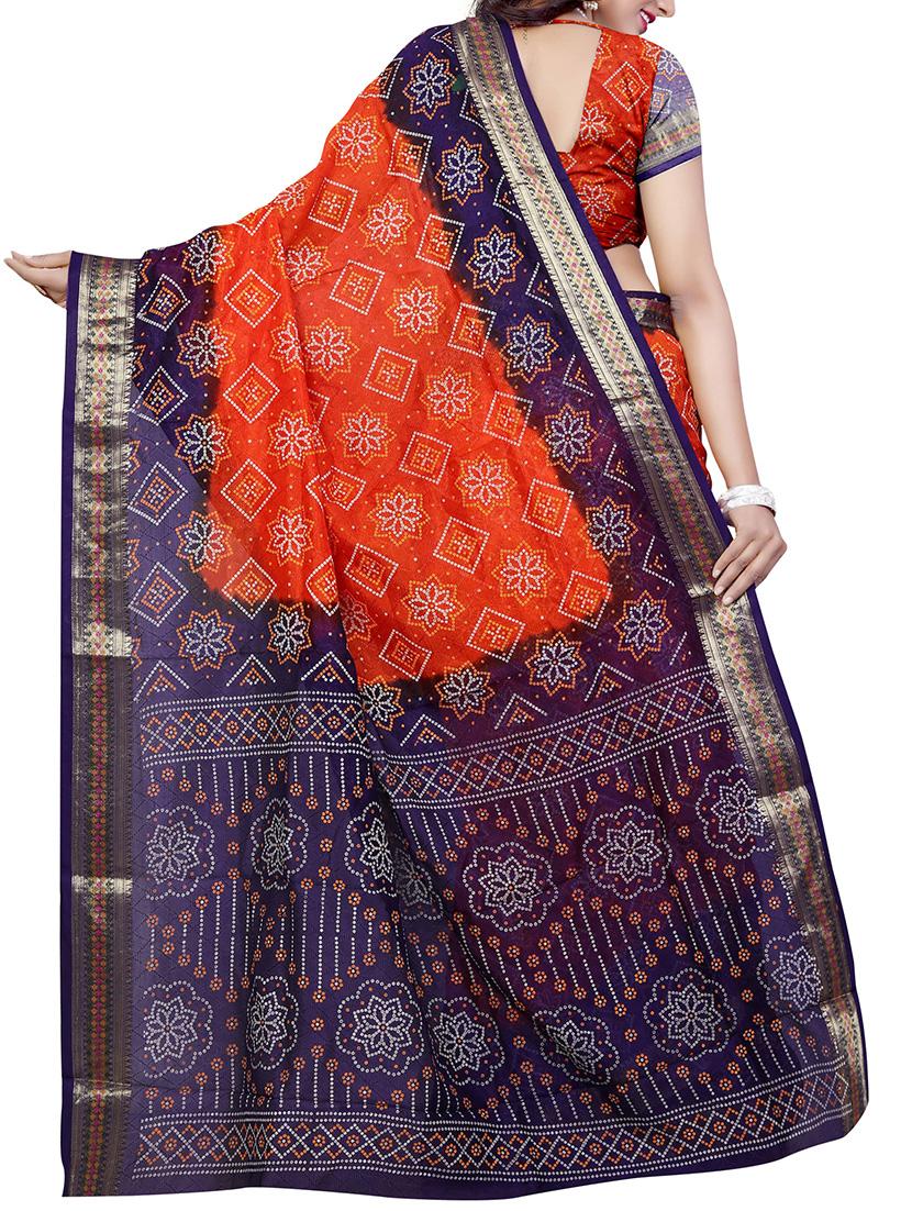 contrast border bandhani saree with blouse - 15378353 -  Standard Image - 1