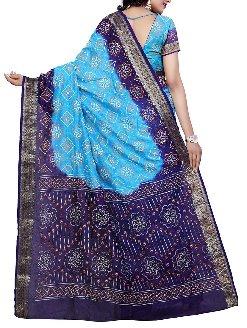 contrast border bandhani saree with blouse - 15378356 -  Standard Image - 1