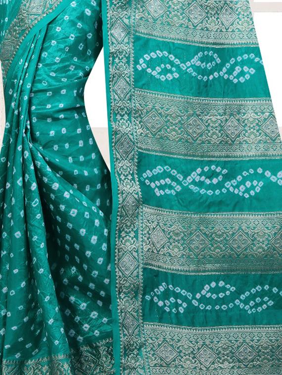 zari work bandhani saree with blouse - 15378362 - Standard Image - 1