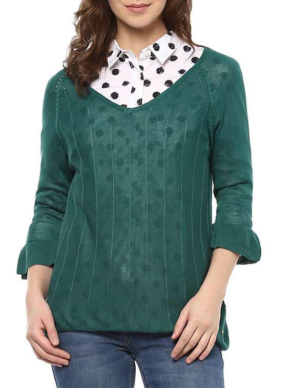 v-neck solid pullover