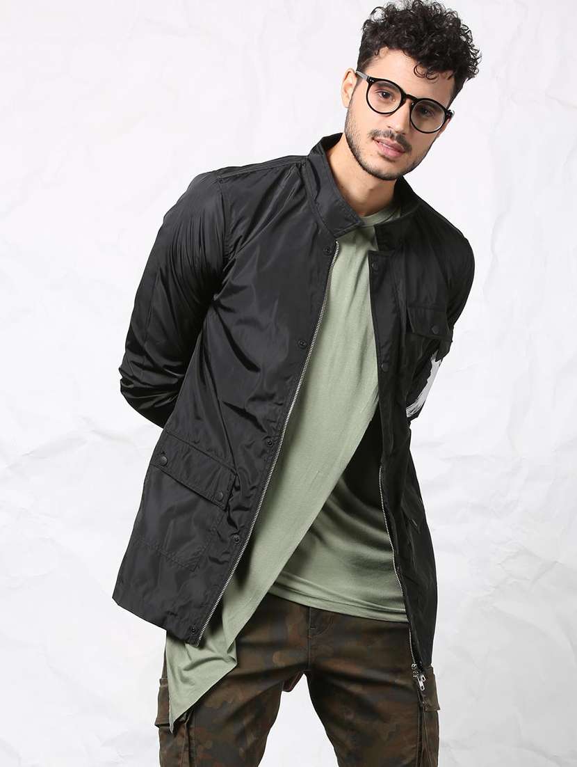 black printed casual jacket