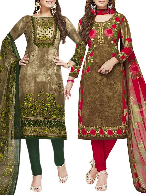 multi colored unstitched combo suit