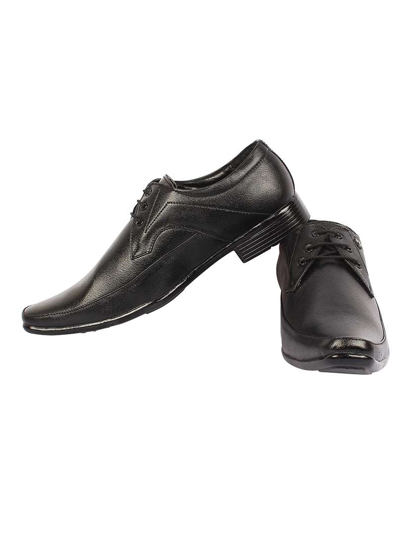 black leatherette lace-up derby - 15383101 -  Standard Image - 1