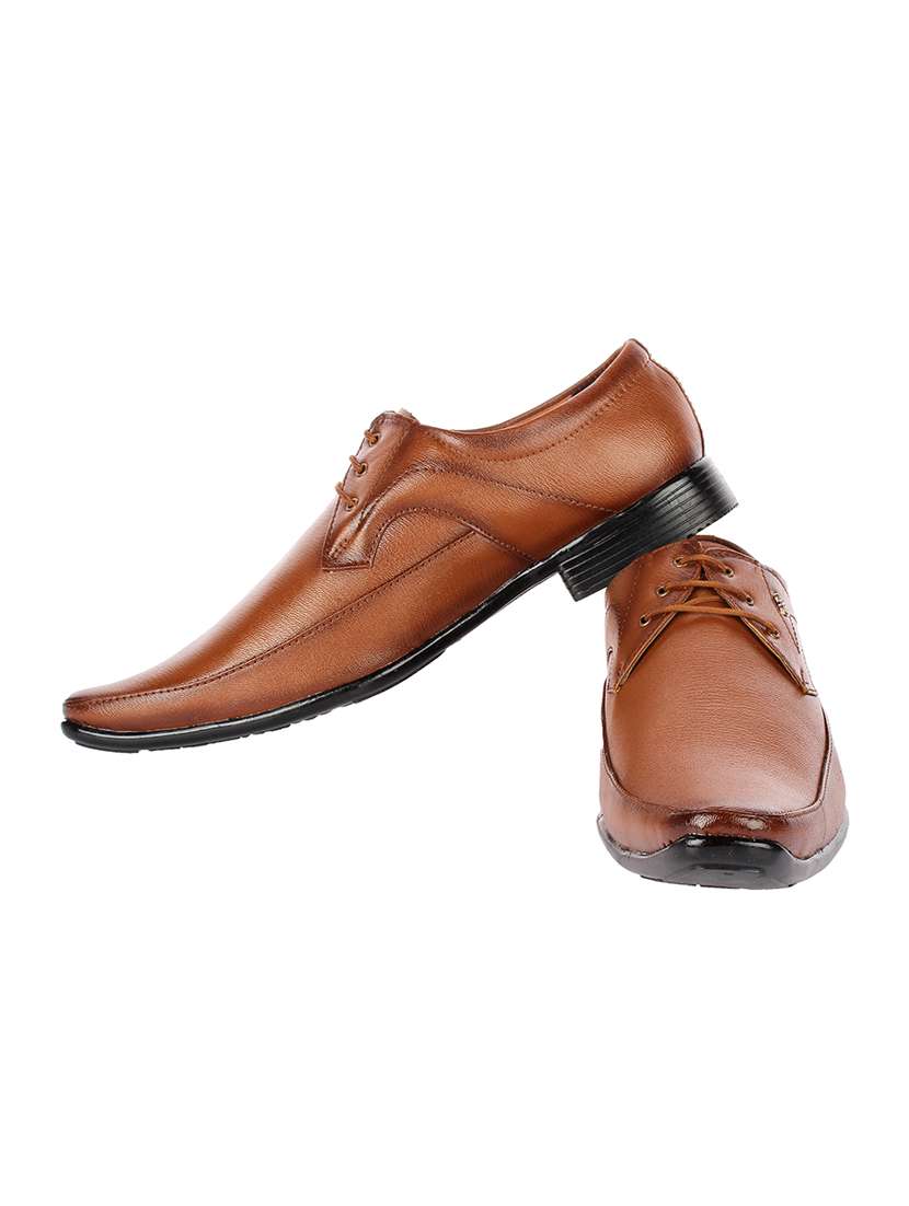 tan leatherette lace-up derby - 15383102 -  Standard Image - 1