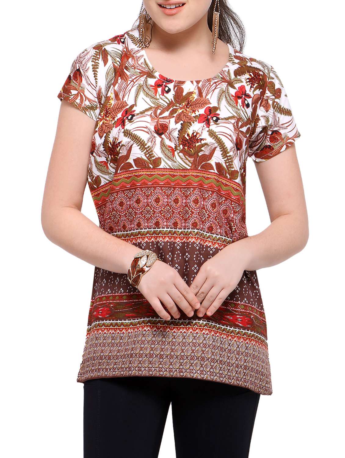 short sleeved printed tunic