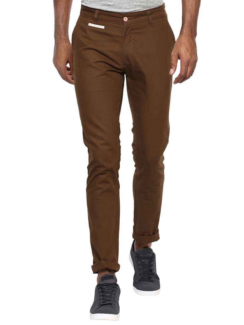 brown cotton chinos casual trousers