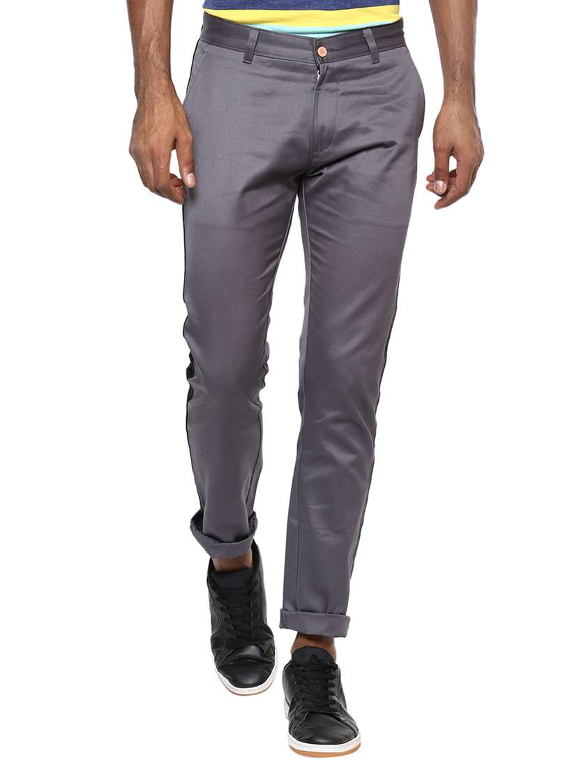 grey cotton chinos casual trousers