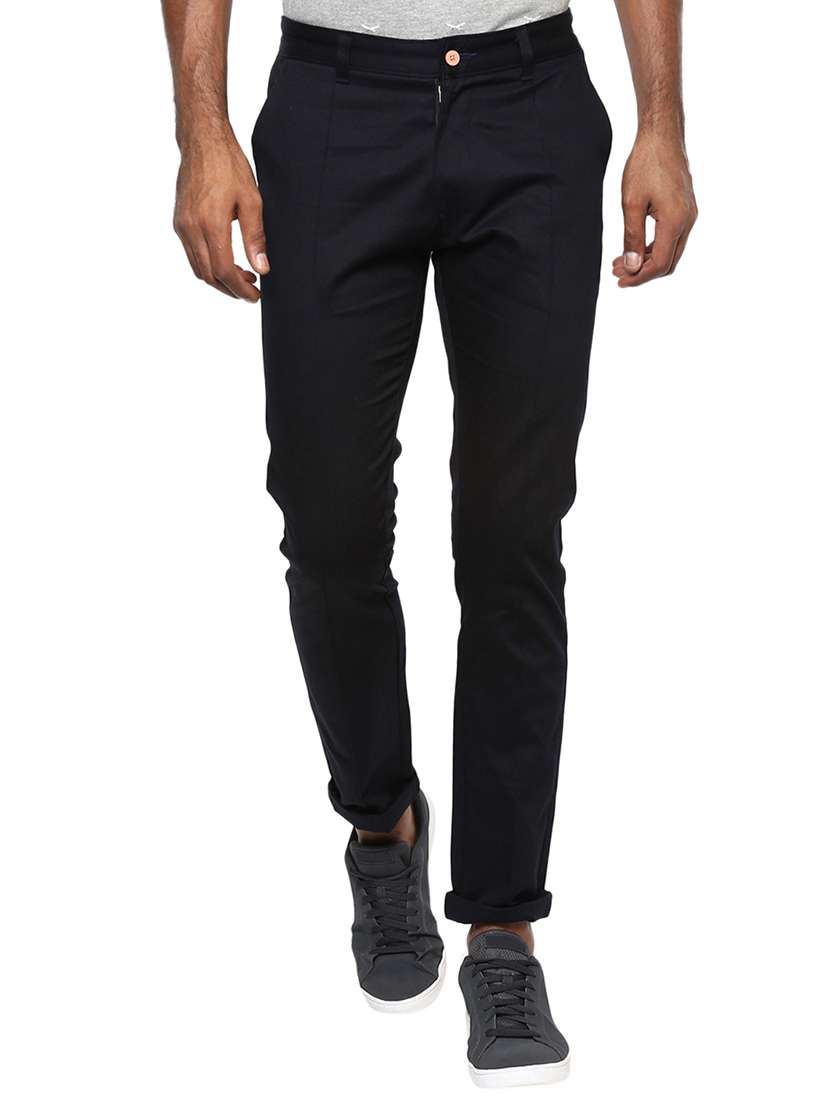black cotton chinos casual trousers