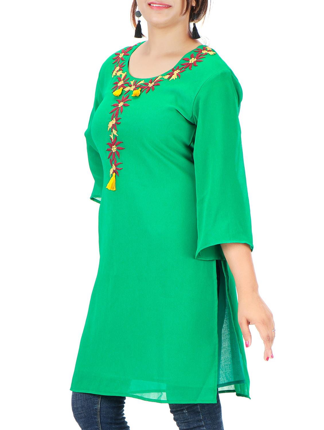 embroidered straight kurti - 15384083 -  Standard Image - 1