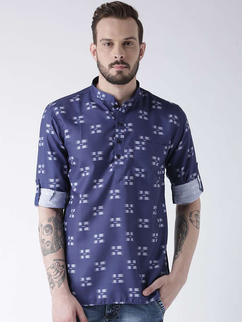 blue cotton short kurta