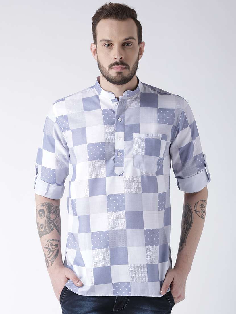 blue cotton short kurta