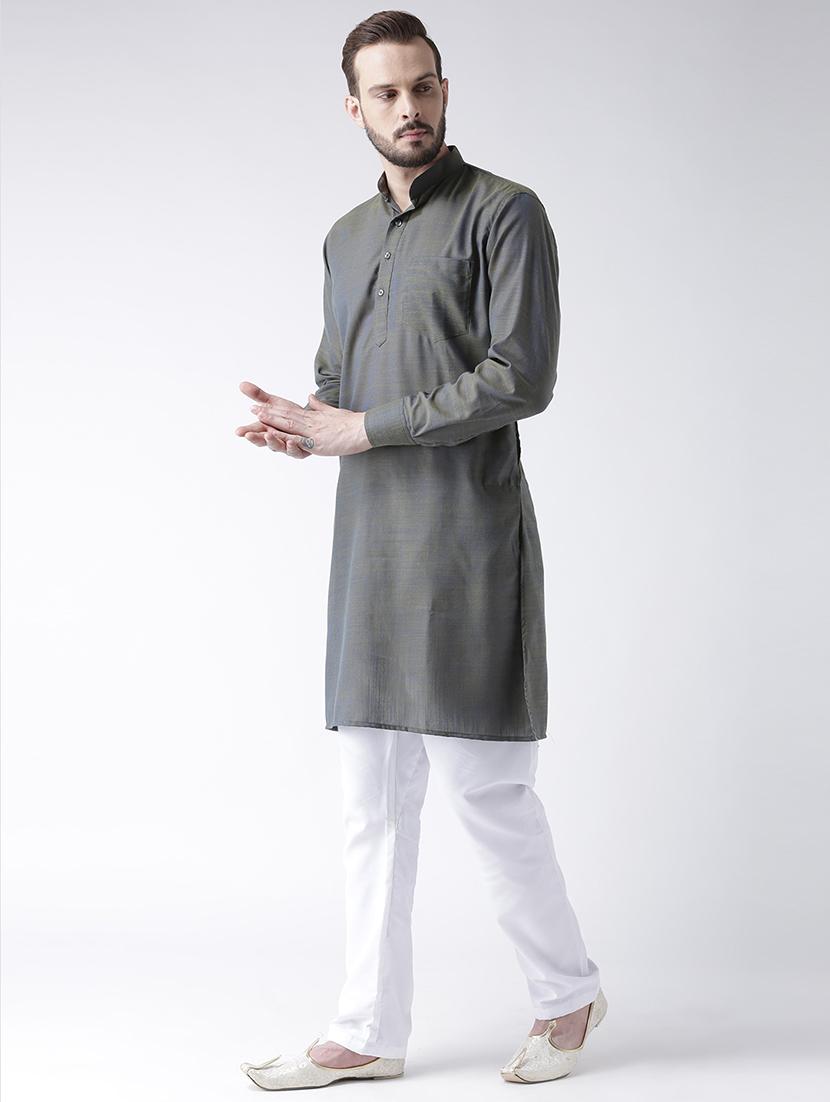 grey cotton kurta pyjama set - 15384284 - Standard Image - 1