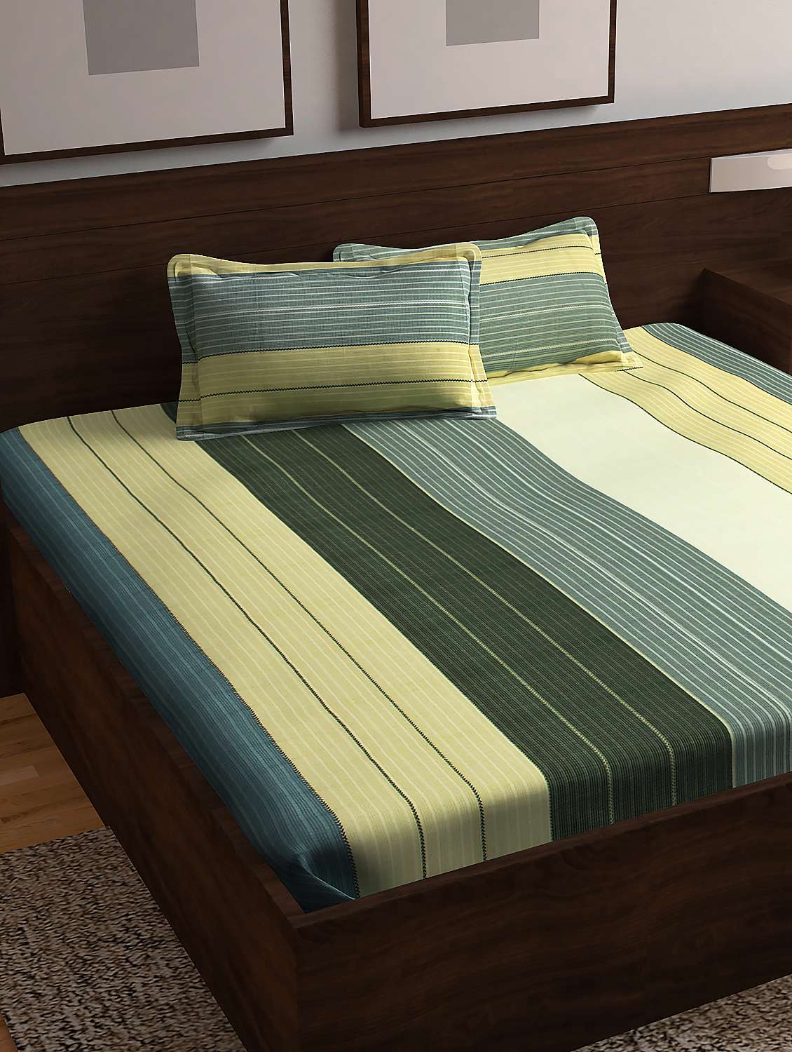 100% cotton 152 tc double bedsheet with 2 pillow covers