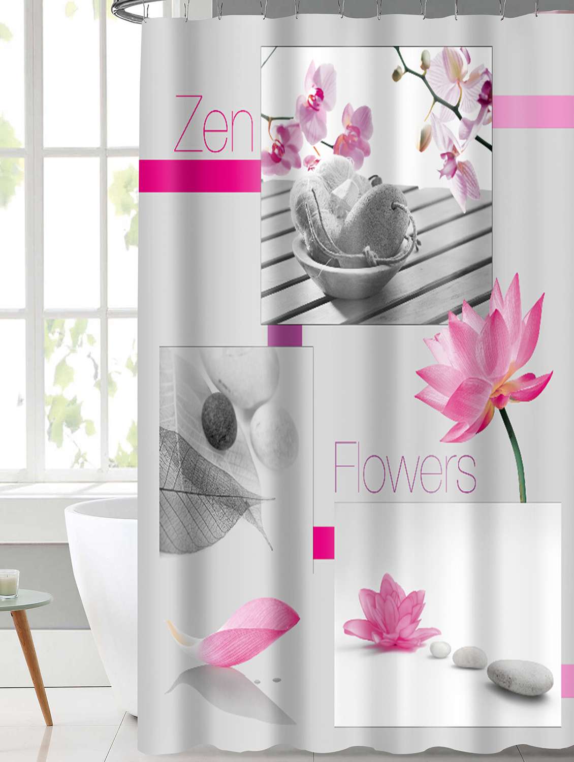 shower curtain with 12 eyelets and 12 hooks