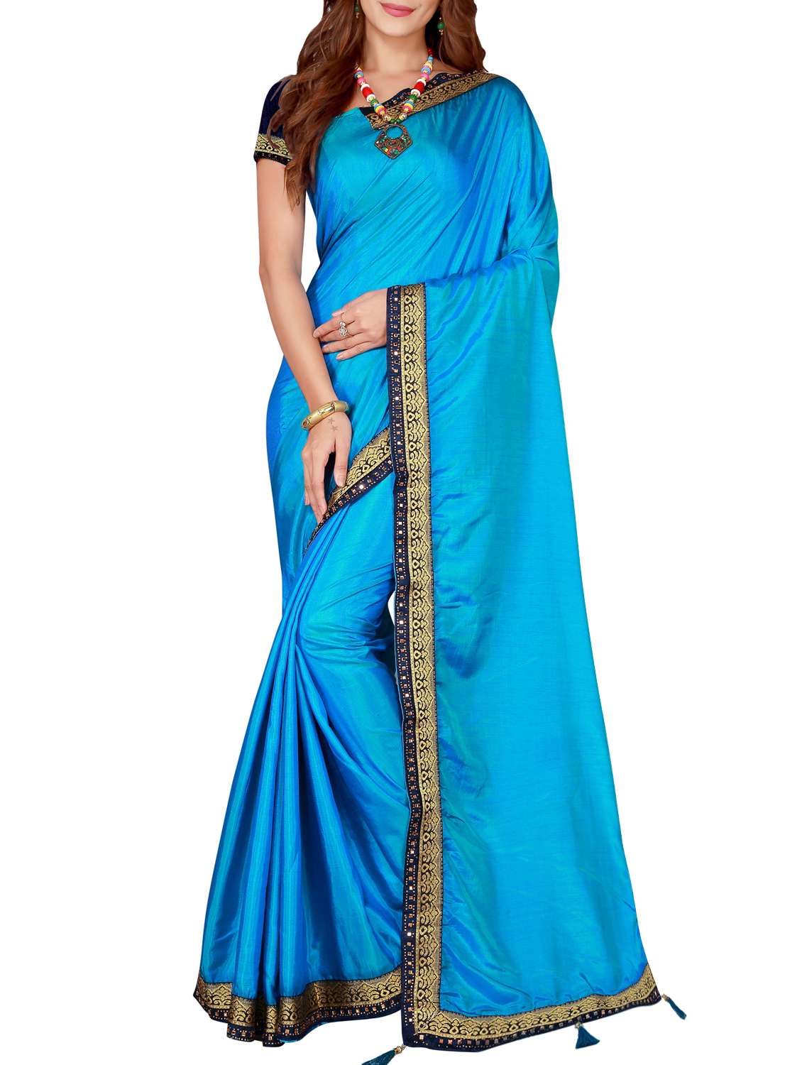 delicate golden border saree with blouse