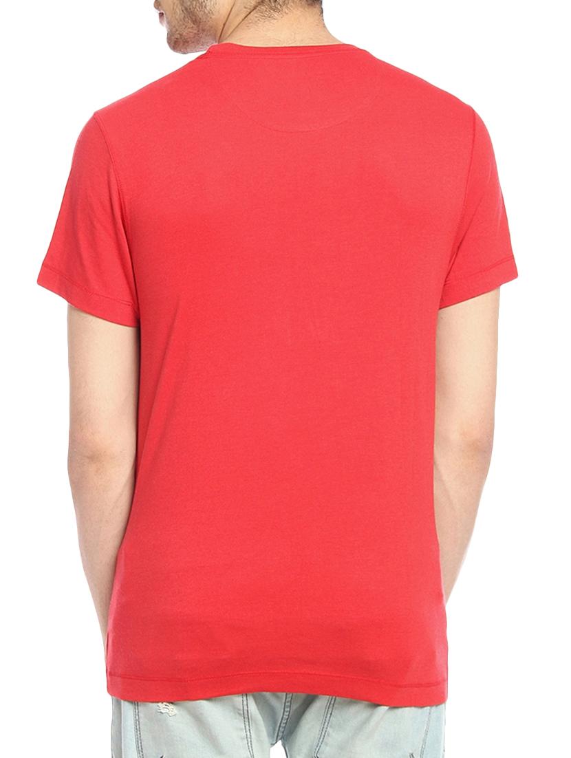 red cotton chest print t-shirt - 15385759 - Standard Image - 1