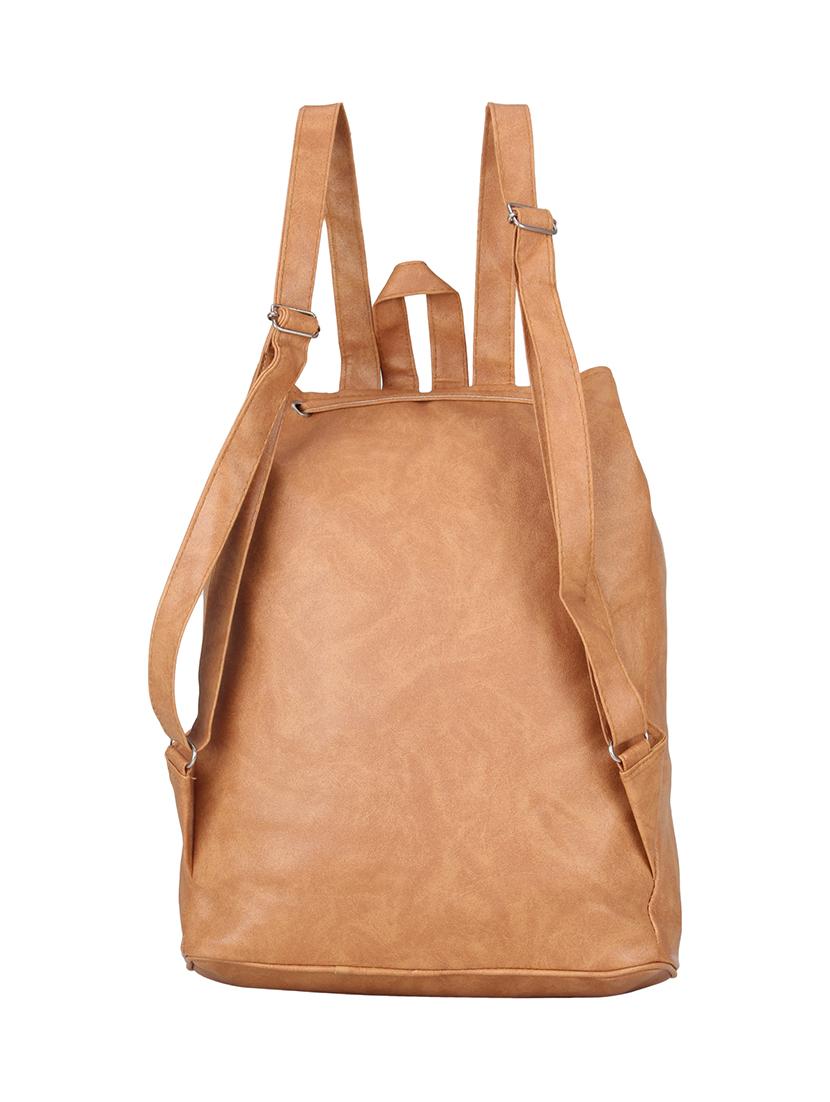 tan leatherette (pu) regular backpack - 15386288 - Standard Image - 1