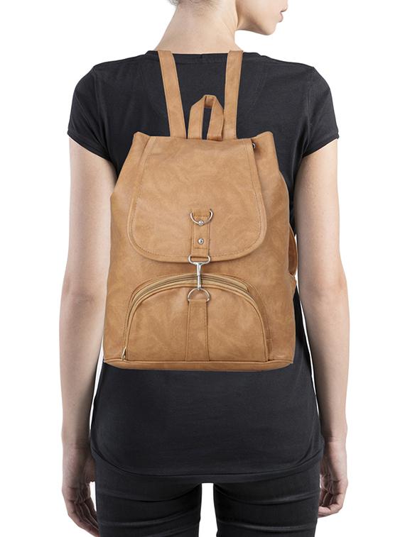 tan leatherette (pu) regular backpack - 15386288 - Standard Image - 4