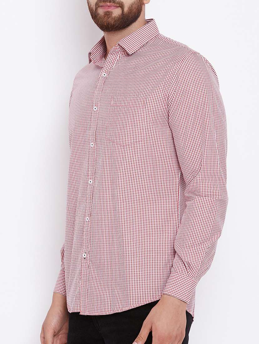 red cotton casual shirt - 15386646 - Standard Image - 1