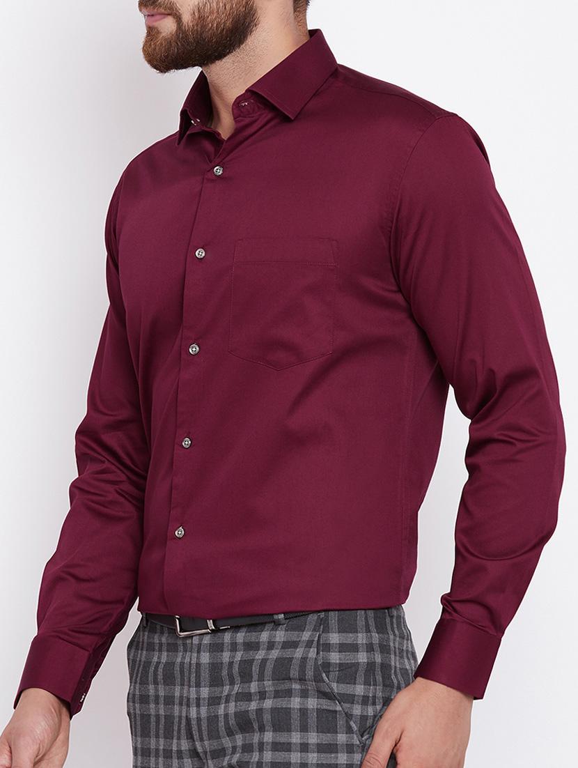 red cotton formal shirt - 15386669 - Standard Image - 1