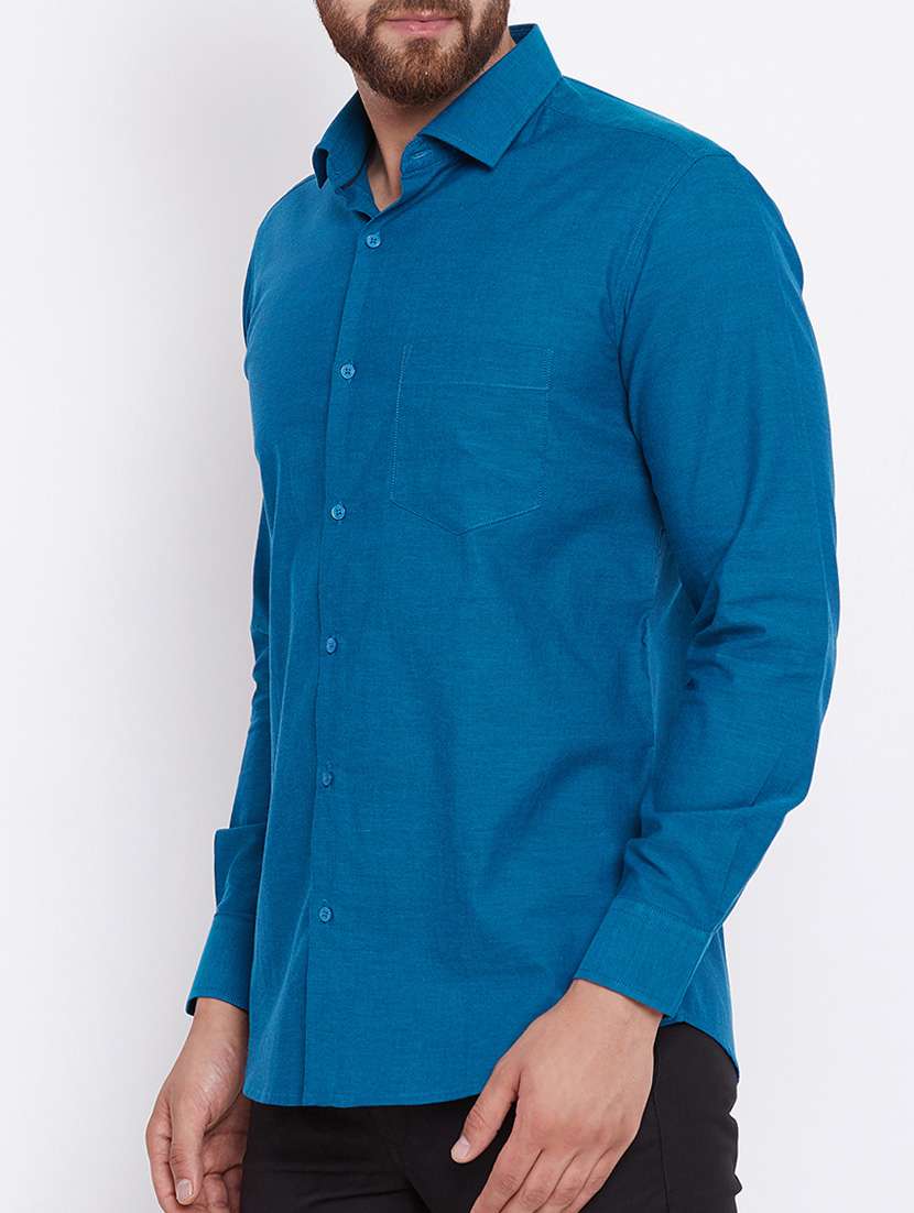 blue cotton formal shirt - 15386683 -  Standard Image - 1