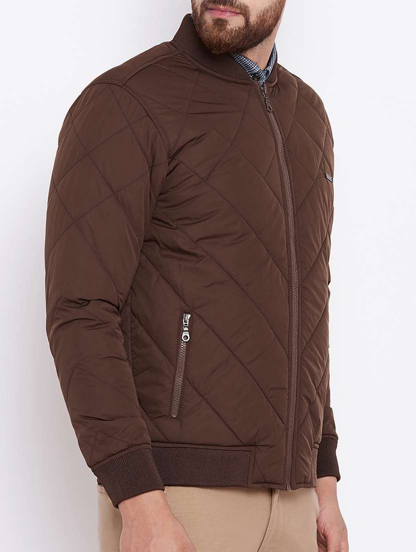 brown nylon blend puffer jacket - 15386694 -  Standard Image - 1