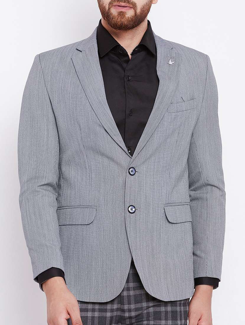 grey polyester casual blazer