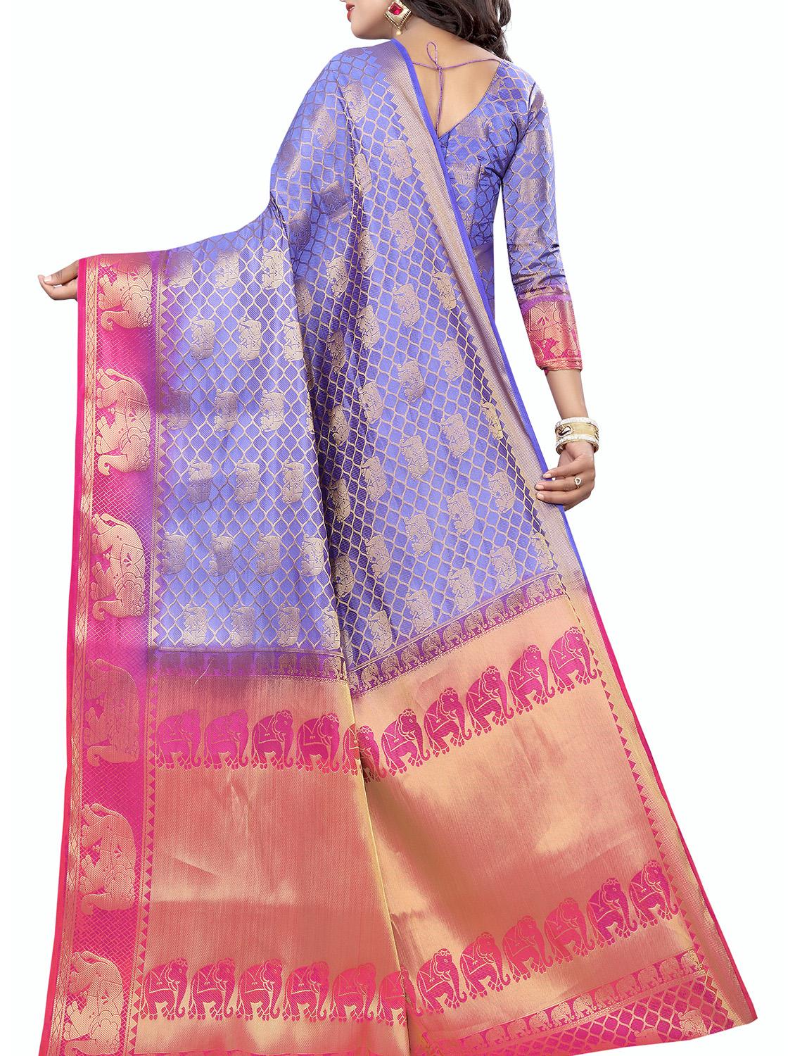 gold pallu zari kanjivaram saree with blouse - 15386971 - Standard Image - 1