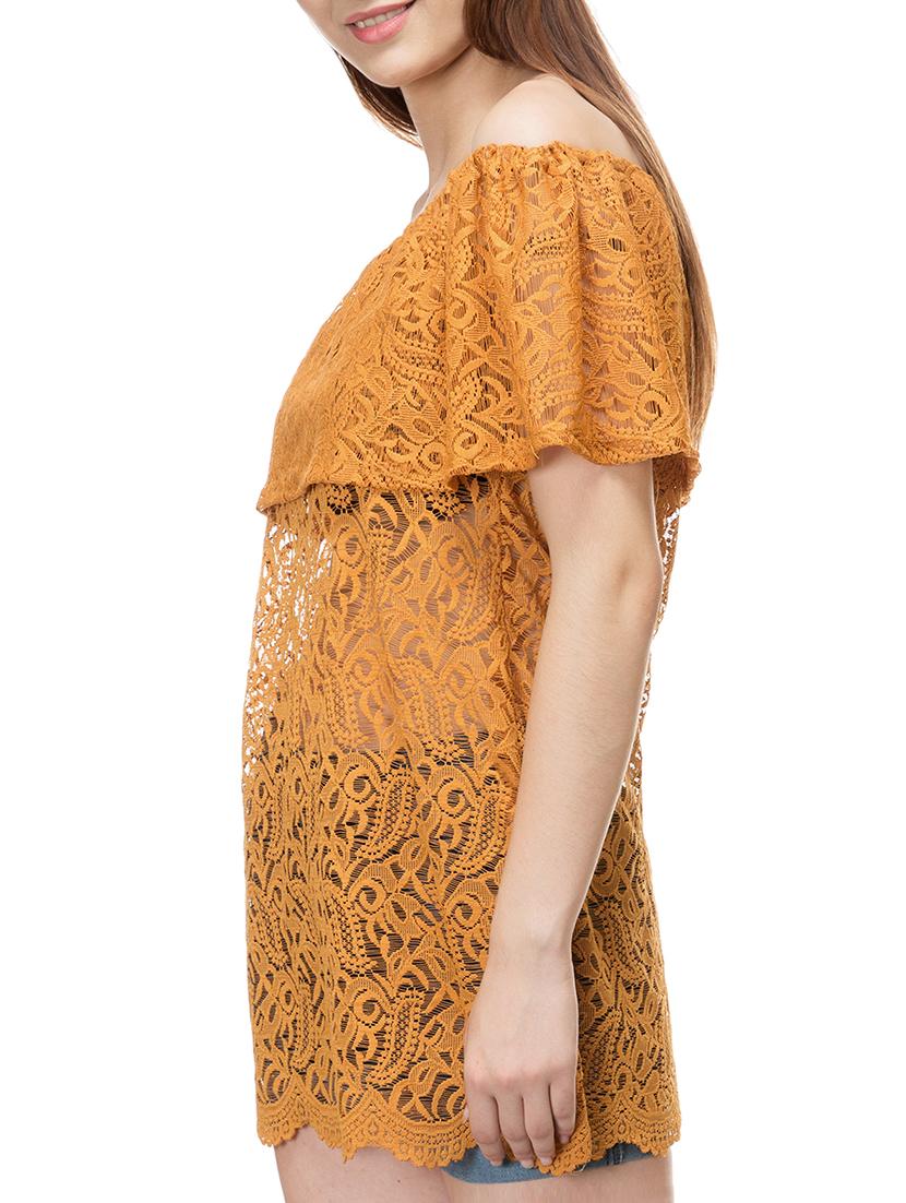 off shoulder self design net tunic - 15392660 - Standard Image - 1