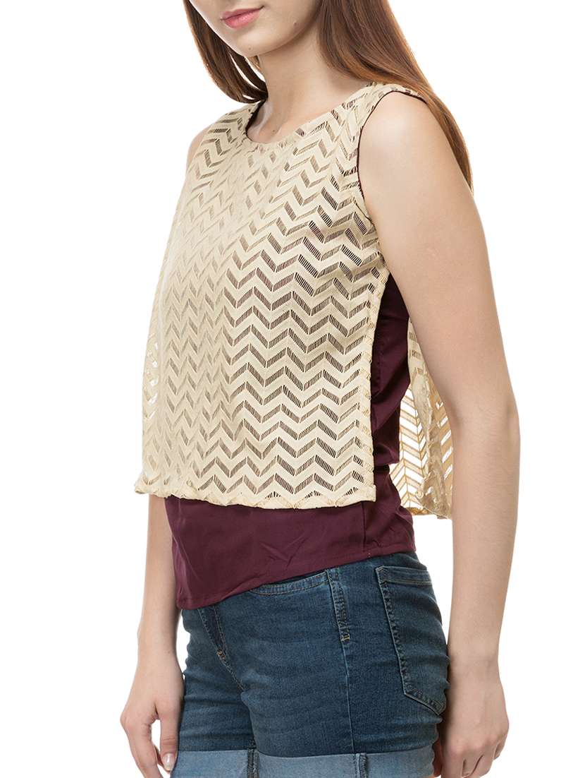 women's layered round neck top - 15392665 -  Standard Image - 1