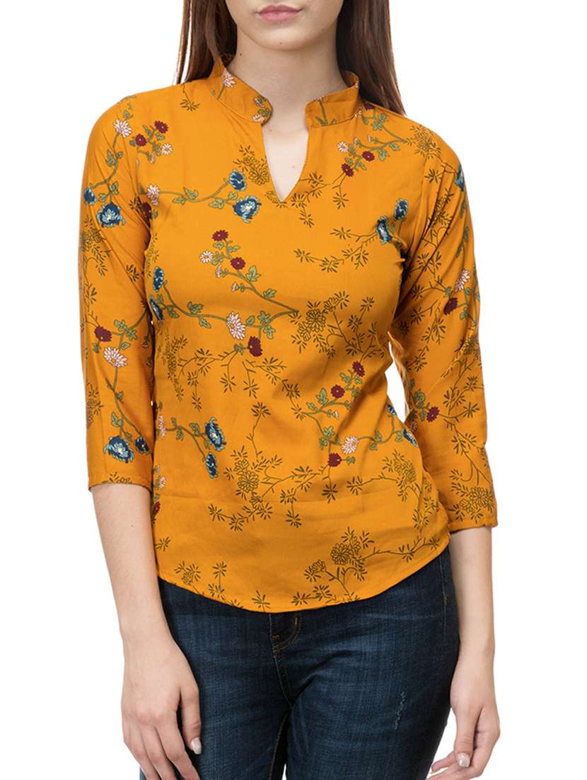 women's straight mandarin neck top
