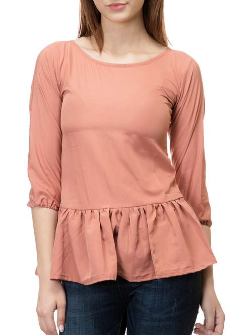 women's peplum round neck top - 15392675 -  Standard Image - 0