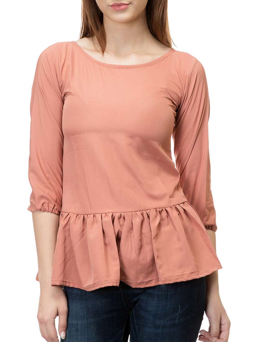 women's peplum round neck top