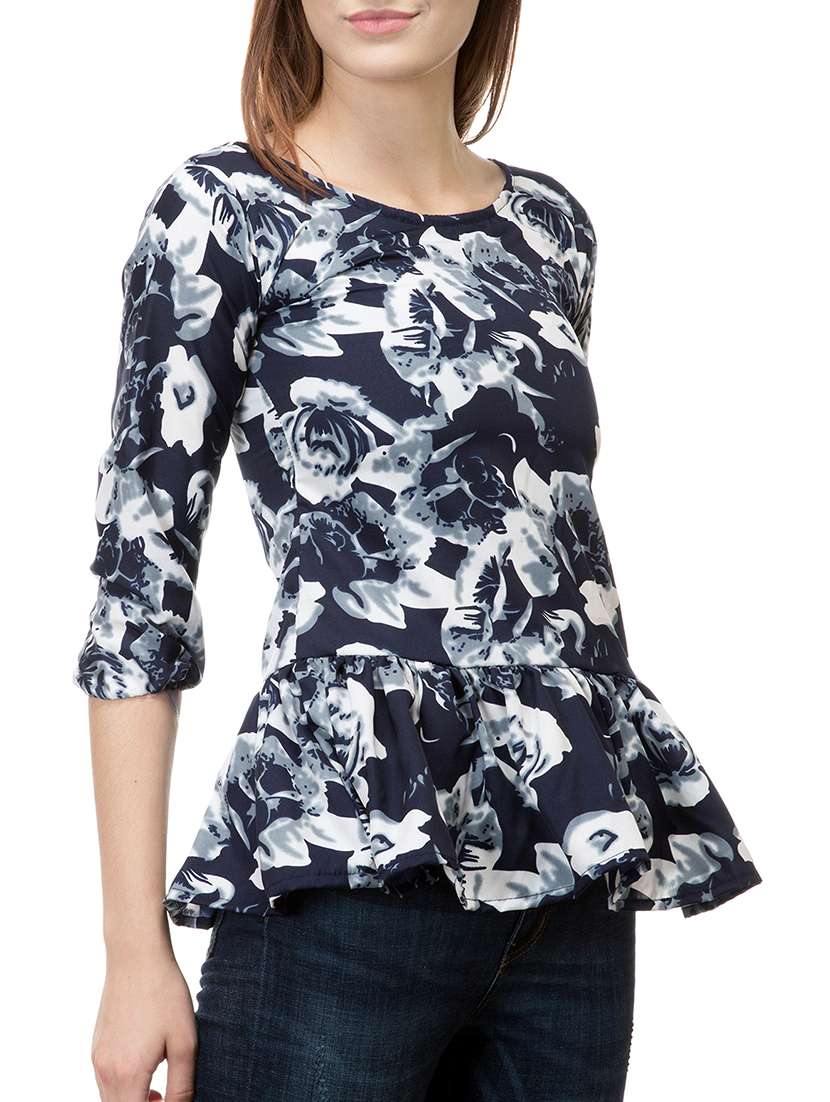 women's peplum round neck top - 15392677 -  Standard Image - 1