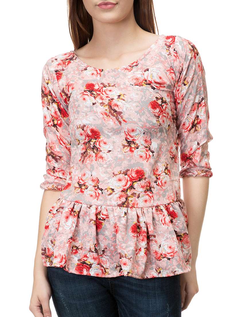 women's ruffle round neck top - 15392678 -  Zoom Image - 0