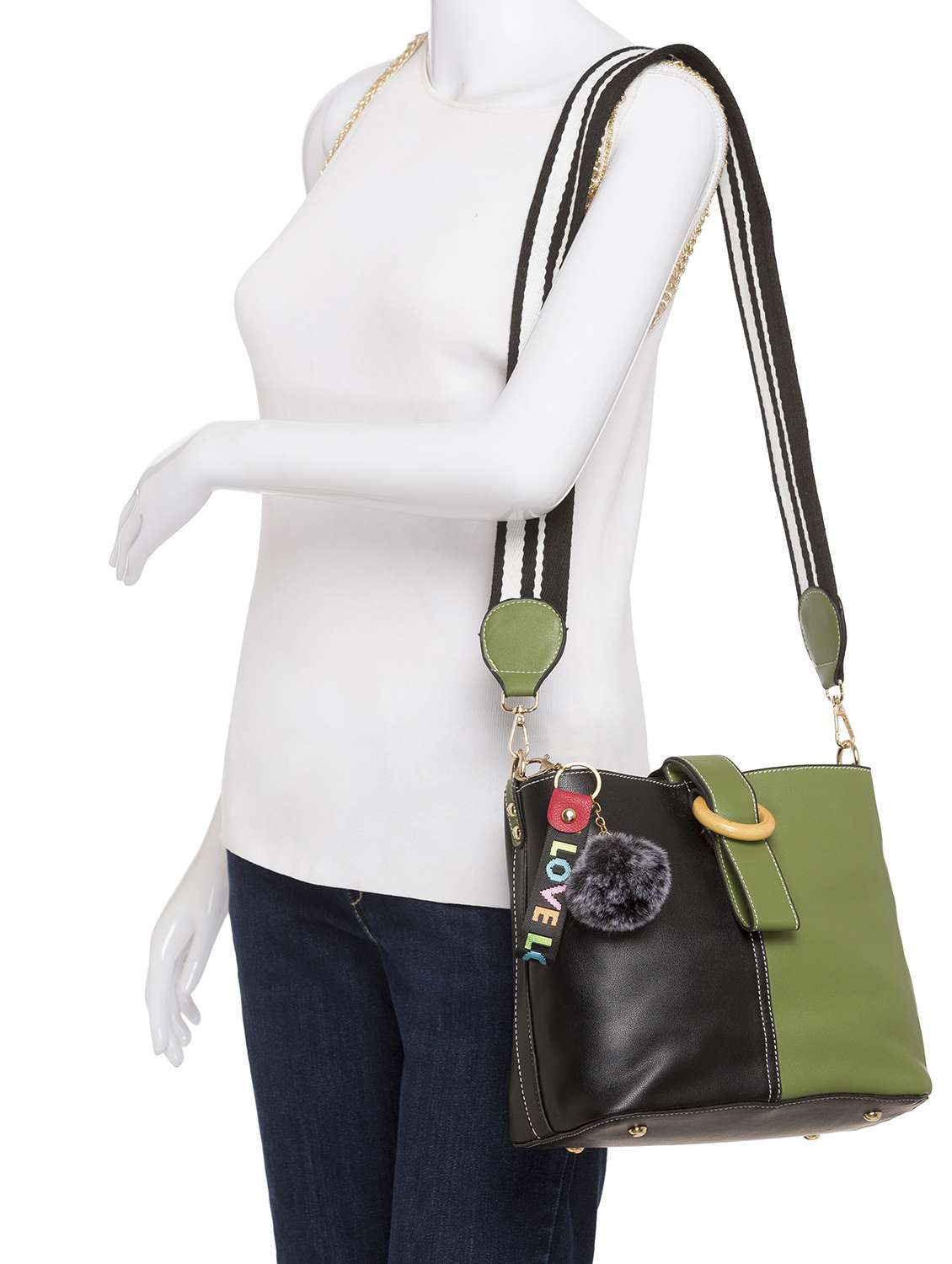 green leatherette (pu) sling bag - 15392907 -  Standard Image - 4