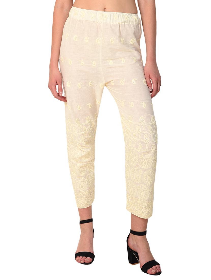 embroidered combo staright pant - 15392932 -  Standard Image - 1
