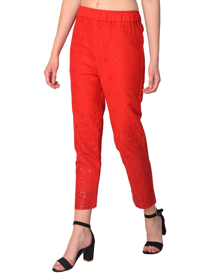 embroidered combo staright pant - 15392935 - Standard Image - 6
