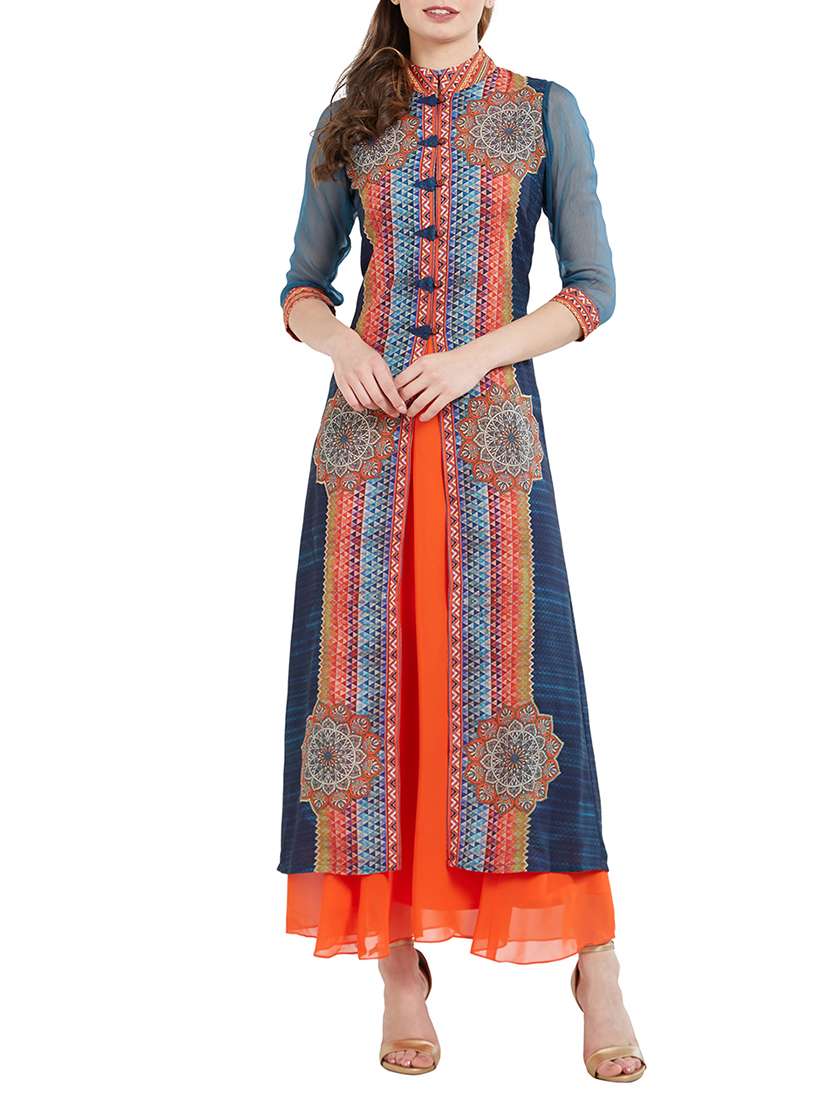 layered printed kurta