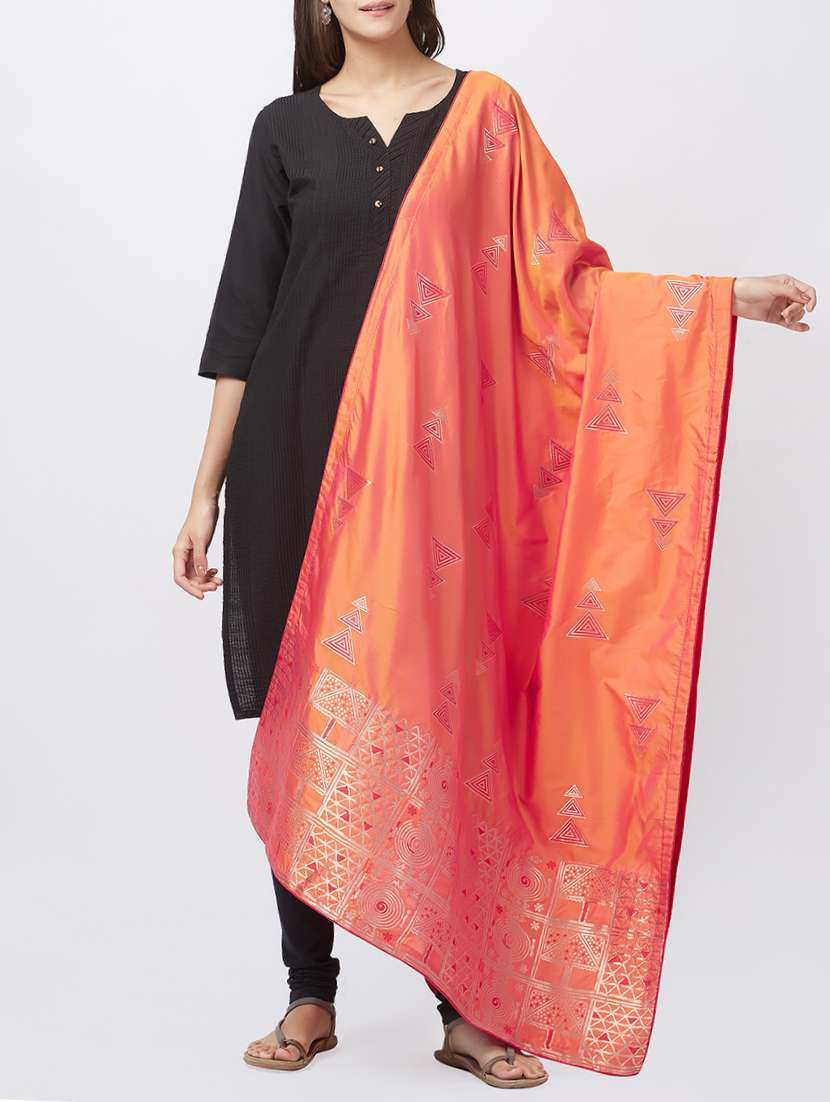 peach silk dupatta