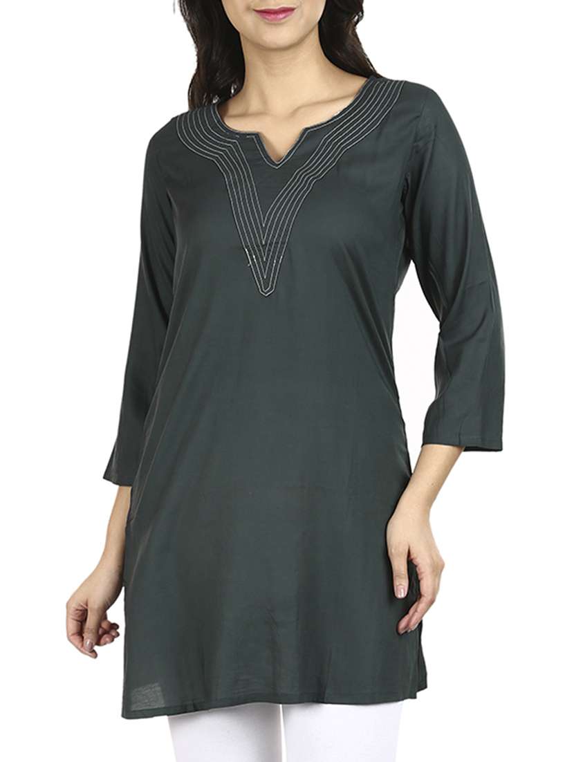 grey viscose straight kurti