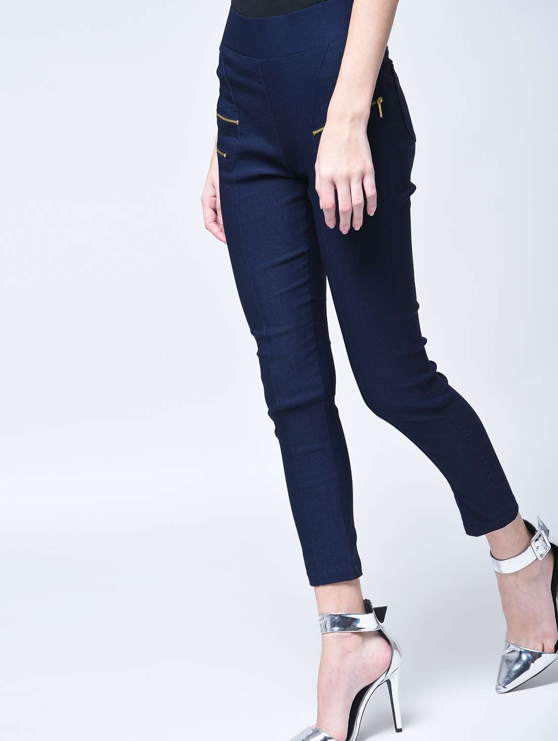 high waist zipper detail jegging