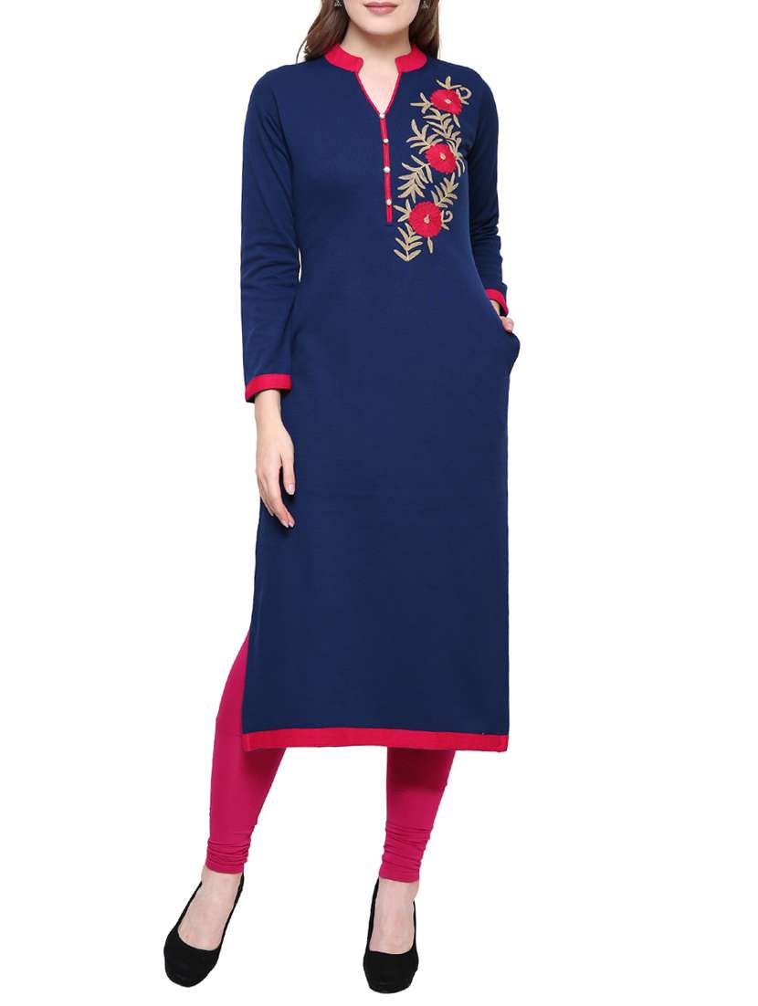 blue wool woolen kurta