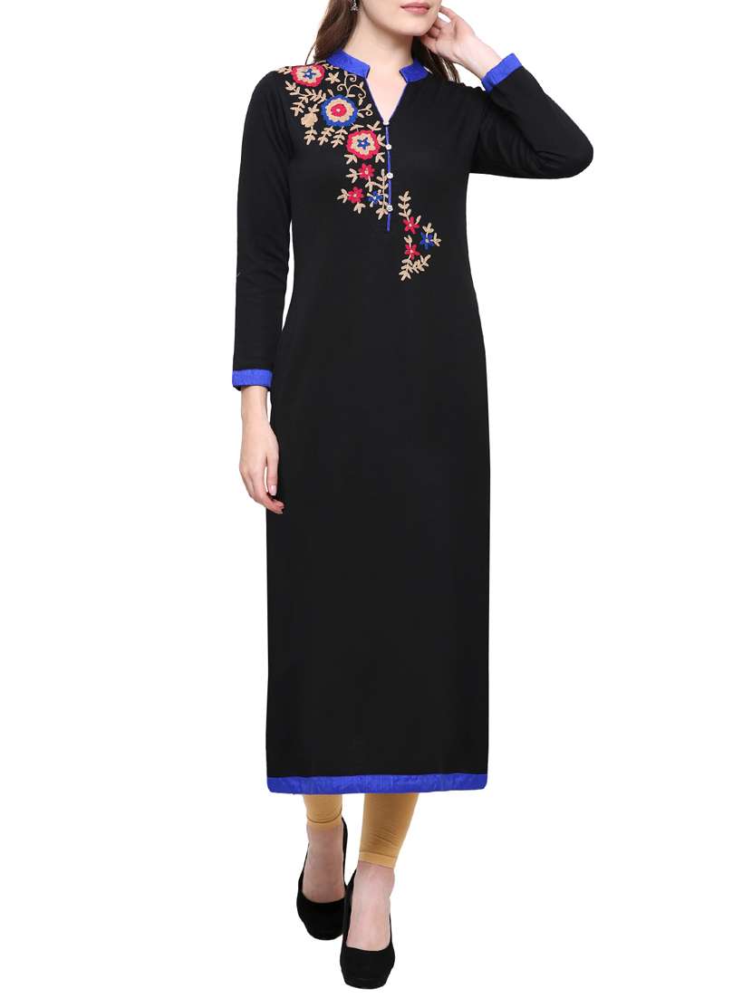 black wool woolen kurta