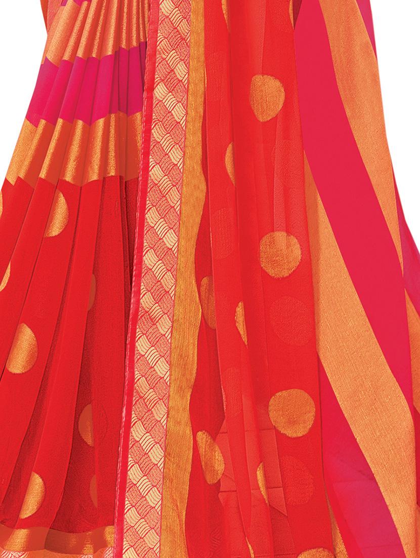 stripes printed saree with blouse - 15401934 - Standard Image - 1