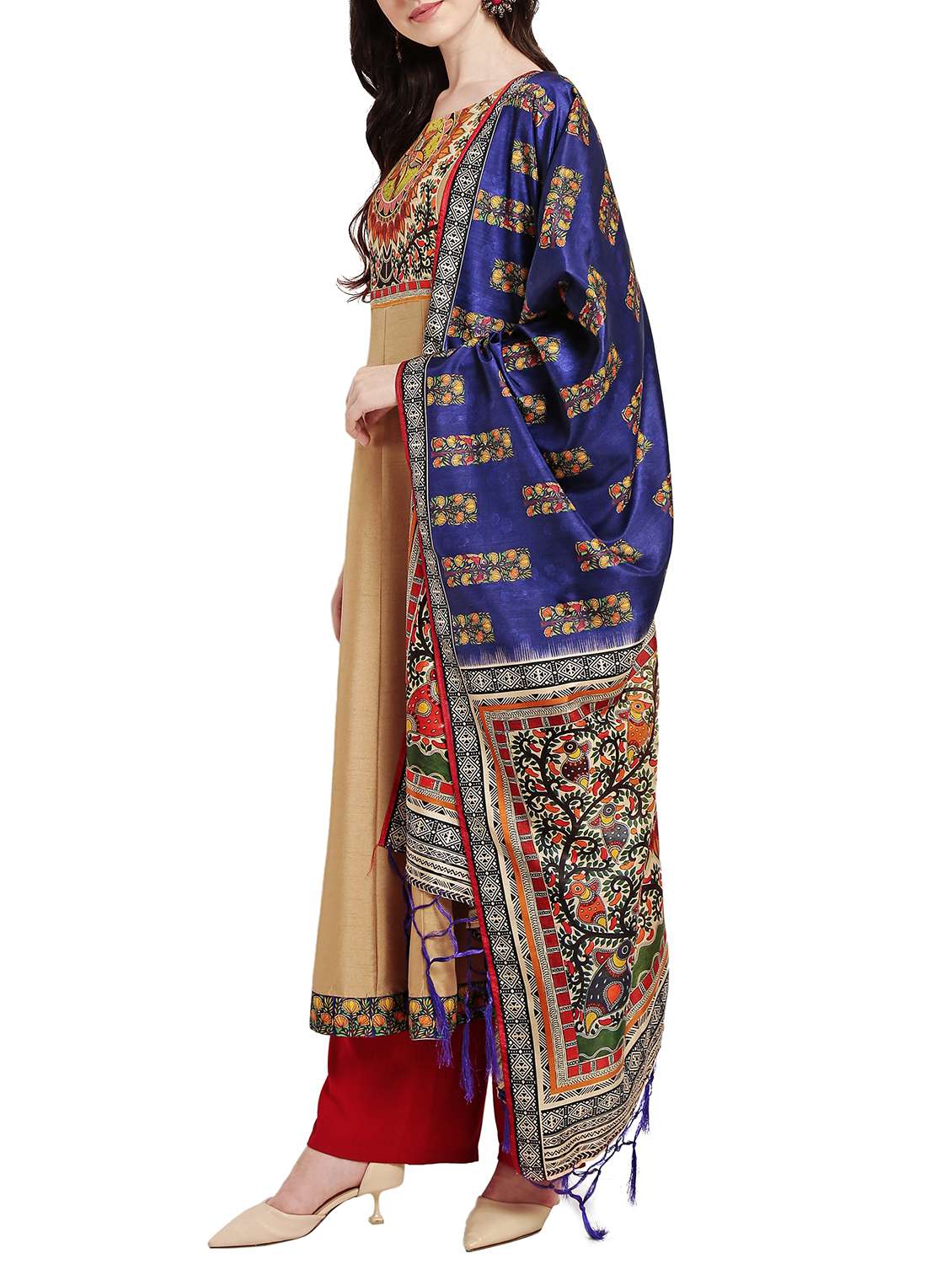 printed dupatta with tassels