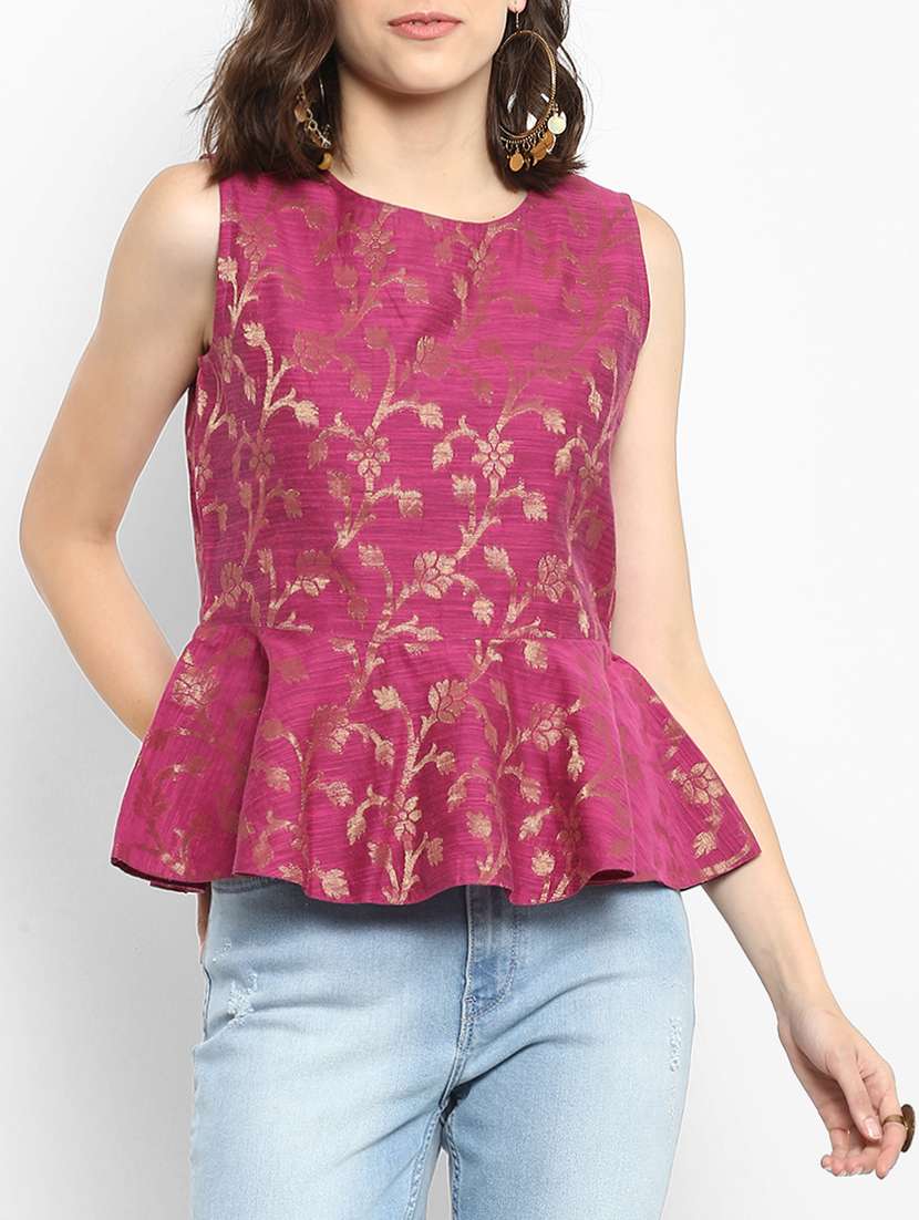 sleeveless jacquard peplum top