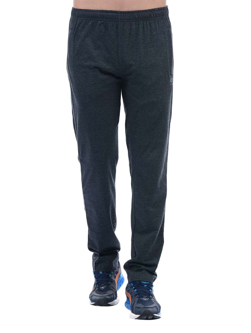 grey solid full length track pant with pockets